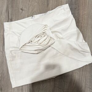 Mango White Mini Skirt with Floral Detail